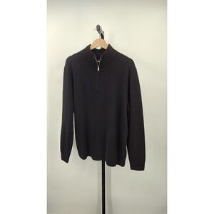 Quince Men's Mongolian Cashmere Quarter Zip Sweater - Black - XL